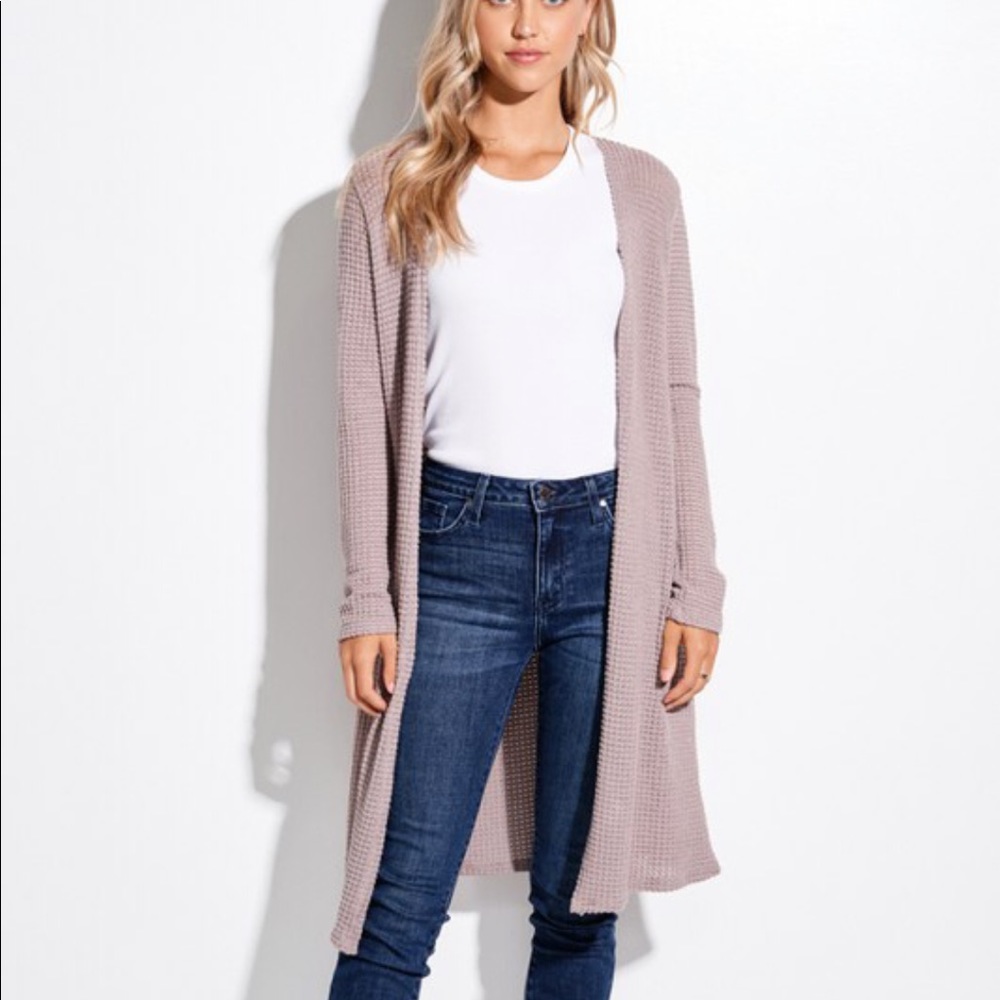 CLEARANCE! NWT! Mocha Chip Waffle Cardigan - Picture 2 of 5